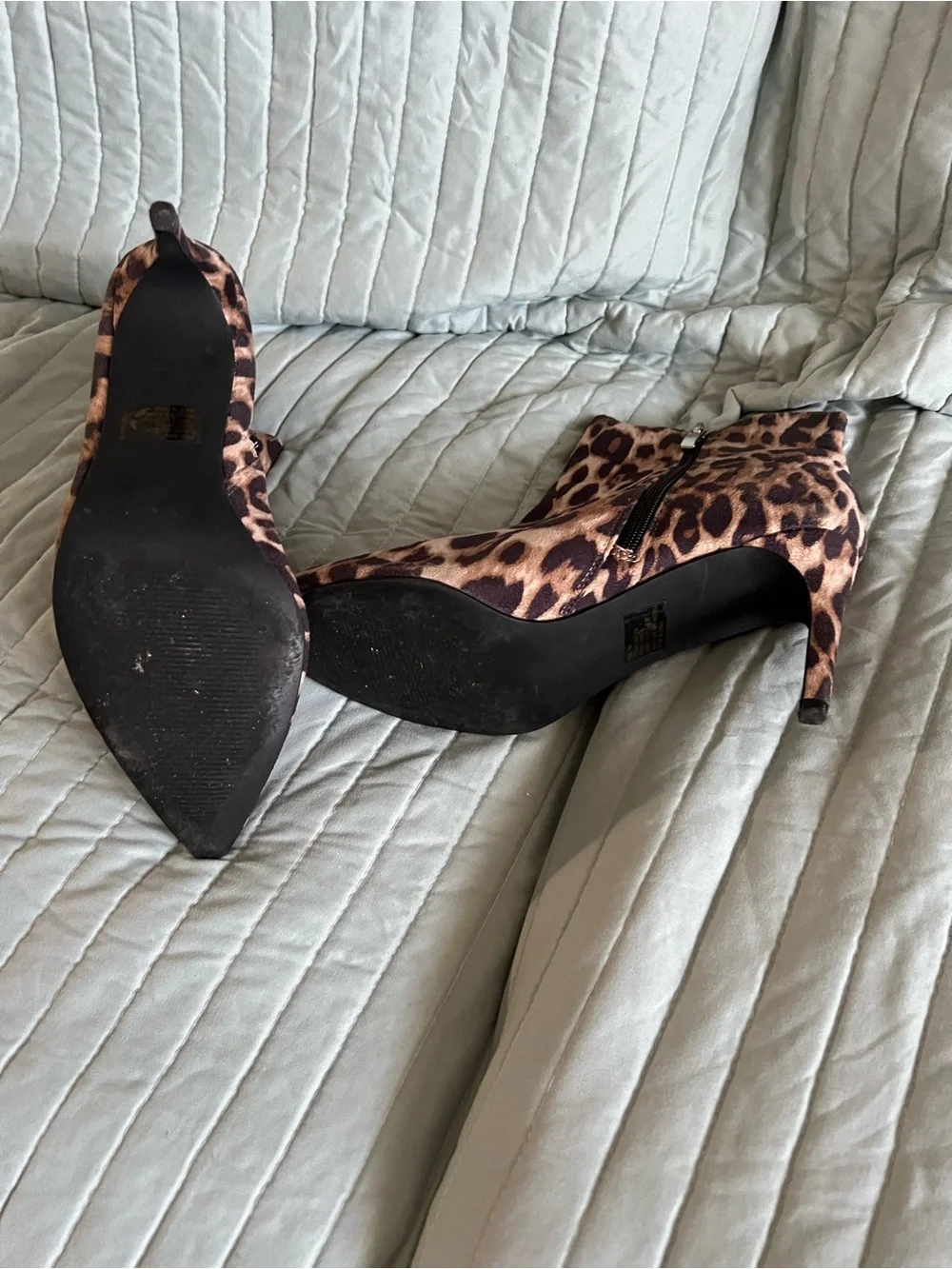 New York & Company Leopard-Print Pointed Toe Ankle Boots - Brown/Black